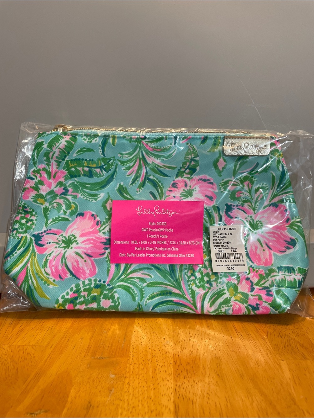 Lilly Pulitzer GWP Pouch Surf Blue Oh Diamond Girl Folia NWT